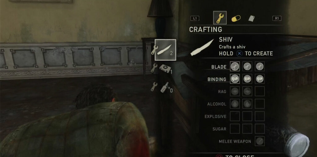 crafting in the last of us